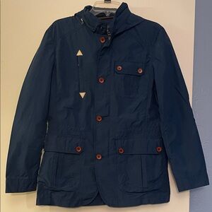 Modus Vivendi navy blue‎ women’s’ zip up button down rain jacket